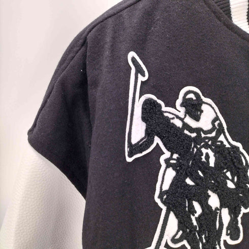ユーエスポロアッスン U.S.POLO ASSN ワッペン刺繍ロゴ 袖レザー スタジャン メンズ XL