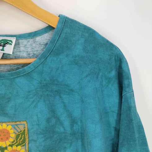 CoConut BAY USA製 タイダイ柄 フラワー プリント 刺繍 Tシャツ メンズ import:XL