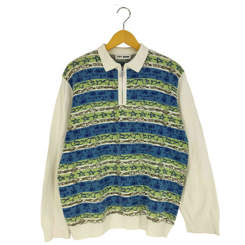 ティーモダンストリートウエア TTT_MSW graffiti knit polo グラフィティ ニット ポロシャツ メンズ JPN:XL