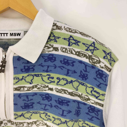 ティーモダンストリートウエア TTT_MSW graffiti knit polo グラフィティ ニット ポロシャツ メンズ JPN:XL