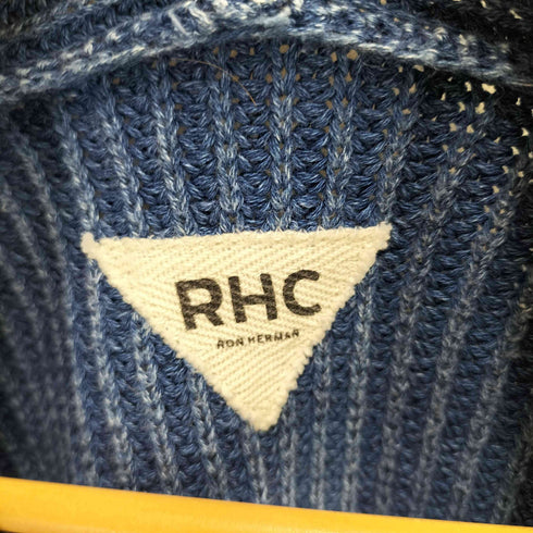 アールエイチシーロンハーマン RHC Ron Herman ヴィンテージ加工 ショールカラー ボーダー コットン ニット カーディガン 銀釦 レディース import:S
