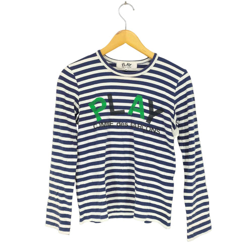 プレイコムデギャルソン PLAY COMME des GARCONS ad2010 ロゴプリントボーダーカットソー レディース m