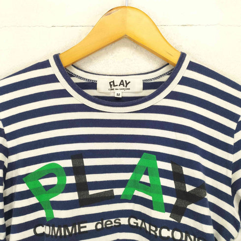 プレイコムデギャルソン PLAY COMME des GARCONS ad2010 ロゴプリントボーダーカットソー レディース m
