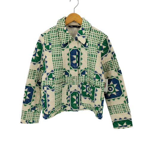 ザラ ZARA プリントキルティングシャツジャケット レディース import:XS