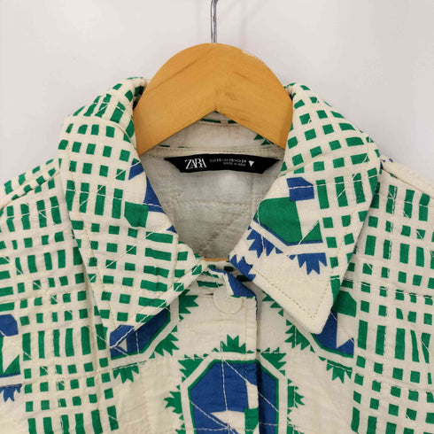 ザラ ZARA プリントキルティングシャツジャケット レディース import:XS