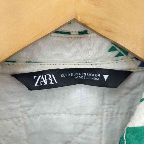 ザラ ZARA プリントキルティングシャツジャケット レディース import:XS