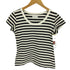 アニエスベー agnes b. PARIS 白黒 ボーダー フレンチスリーブ Uネック Tシャツ レディース T2