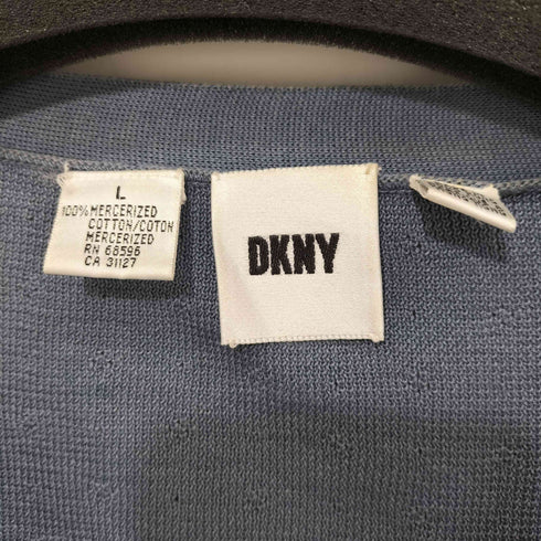 ダナキャランニューヨーク DKNY 90s OLD 織柄 コットン S/S カーディガン レディース import:L