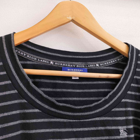 バーバリーブルーレーベル BURBERRY BLUE LABEL ロゴ刺繍 パフスリーブ ボーダーカットソー レディース 38