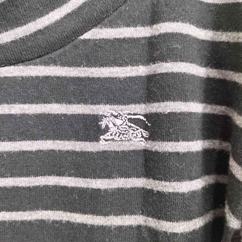 バーバリーブルーレーベル BURBERRY BLUE LABEL ロゴ刺繍 パフスリーブ ボーダーカットソー レディース 38