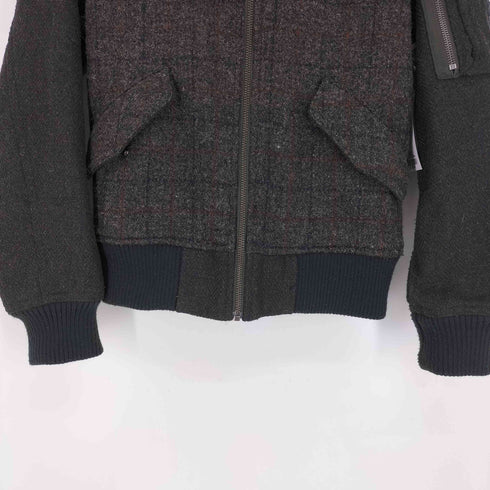 セブンデイズサンデイ SEVENDAYS=SUNDAY HARRIS TWEED チェック ツイード フライト ジャケット ブルゾン MA-1 レディース JPN:M