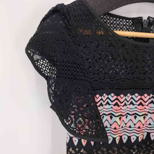 ビーシービージーマックスアズリア BCBG MAXAZRIA クロシェレース切替 総柄 S/S ワンピース レディース SP