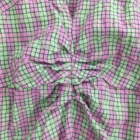 ザラ ZARA ZARA CHECK PRINT DRESS パフスリーブ Vネック ロングワンピース ドレス レディース import:M