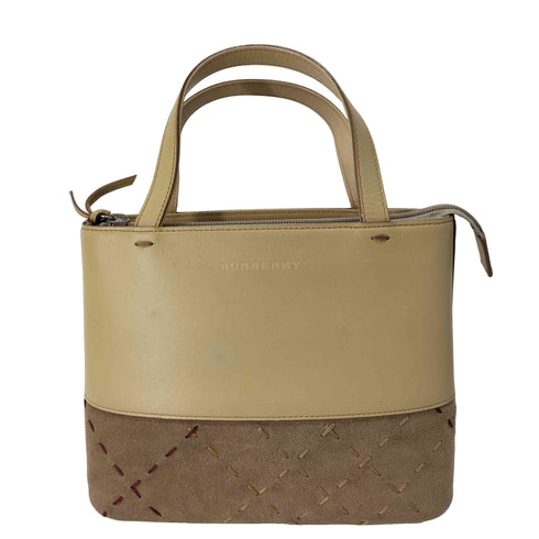 バーバリー BURBERRY ステッチデザイン スエード切替レザーハンドバッグ レディース