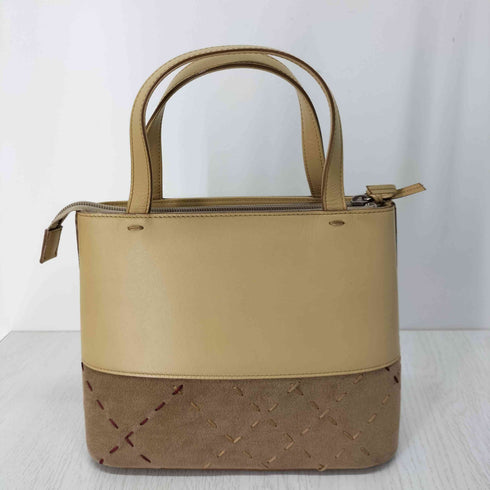 バーバリー BURBERRY ステッチデザイン スエード切替レザーハンドバッグ レディース