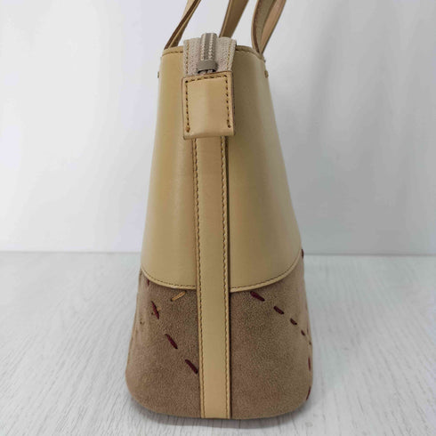 バーバリー BURBERRY ステッチデザイン スエード切替レザーハンドバッグ レディース
