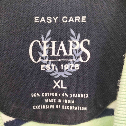 チャップス CHAPS EASY CARE 同色 ロゴ 刺繍 ボーダー ポロシャツ メンズ import:XL