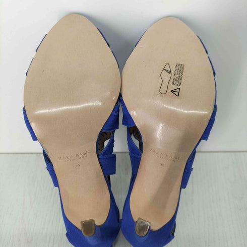 ザラ ZARA スエードタッチ レースデザインヒールパンプス レディース JPN:36