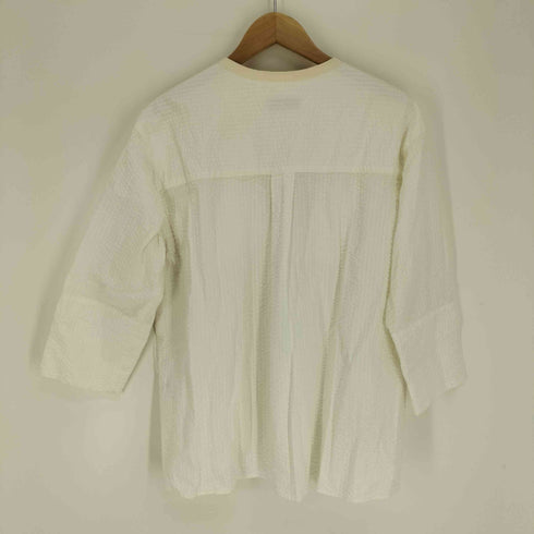 ハリス HARRISS サッカー ストライプ ベルト付き Vネック シャツ ブラウス レディース FR:36