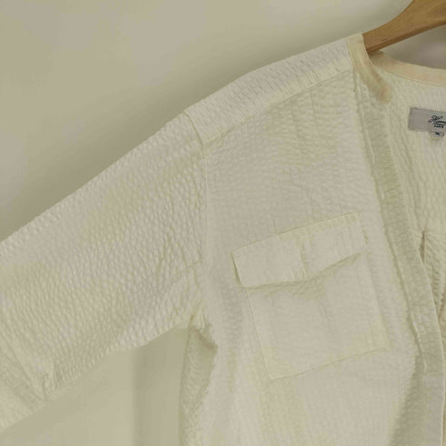 ハリス HARRISS サッカー ストライプ ベルト付き Vネック シャツ ブラウス レディース FR:36