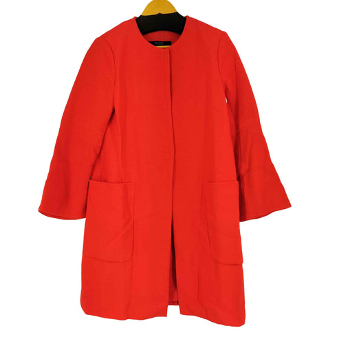 ザラ ZARA ノーカラーコート ベルスリーブ ロング レディース US 5