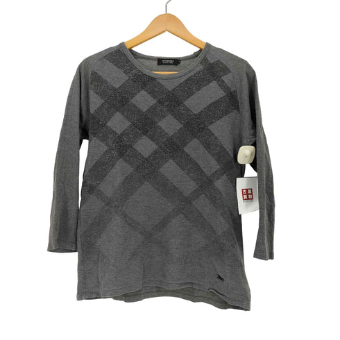 バーバリーブラックレーベル BURBERRY BLACK LABEL チェック 裾ロゴ 七分袖 クルーネックTシャツ メンズ JPN:2