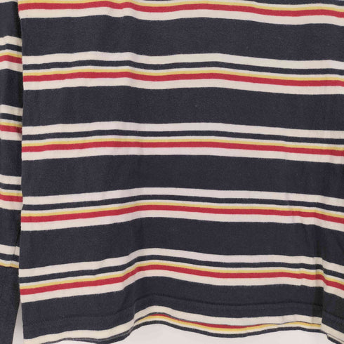 メゾンキツネ MAISON KITSUNE ロゴ刺繍 ボーダー ロングスリーブTシャツ レディース import:S