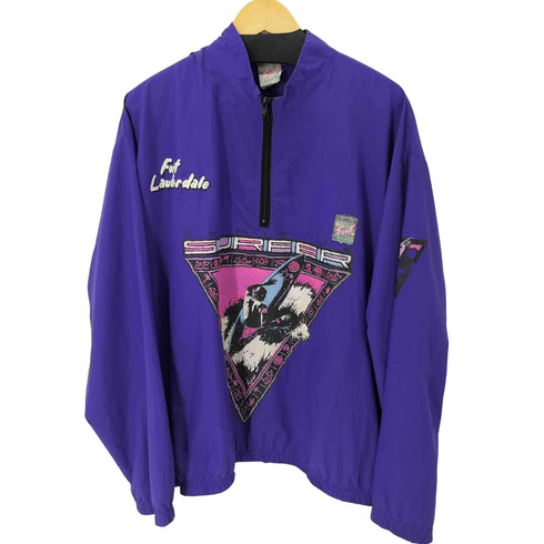 SURF STYLE 90S USA製 フロントプリントハーフジップナイロンプルオーバー メンズ