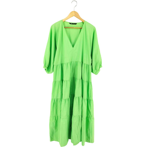 ザラ ZARA Vネック ティアードワンピース レディース import:M