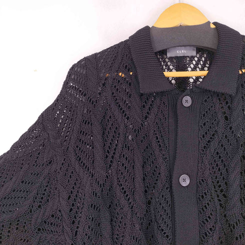 クレイル CLEL Openwork Loose Mesh Crew Neck Cardigan メンズ JPN:L