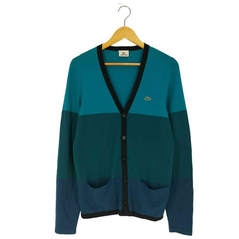 ラコステ LACOSTE ロゴパッチ ウール 配色 ニット カーディガン メンズ 2