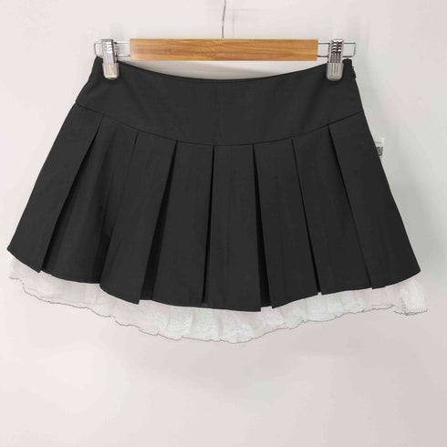 リボン レイヤード プリーツミニスカート レディース