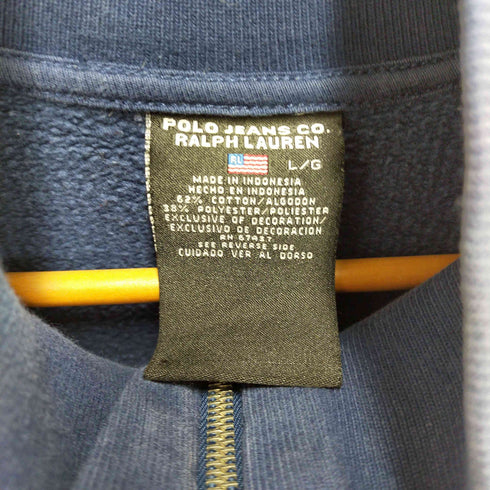 ポロジーンズカンパニーラルフローレン POLO JEANS COMPANY RALPH LAUREN 90-00S ロゴ 刺繍 鹿の子 ジップアップ スタンドカラー トラックジャケット メンズ import:L