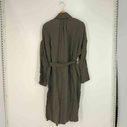 ザラ ZARA リネン ベルテッド ステンカラーコート レディース import:M