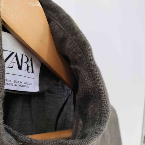 ザラ ZARA リネン ベルテッド ステンカラーコート レディース import:M