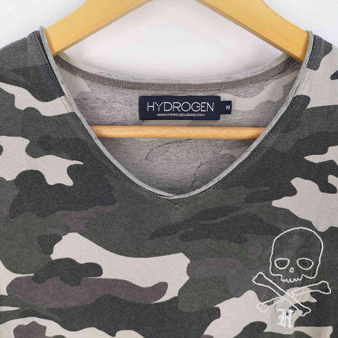 ハイドロゲン HYDROGEN スカル刺繍 カモ柄 Tシャツ メンズ import:M
