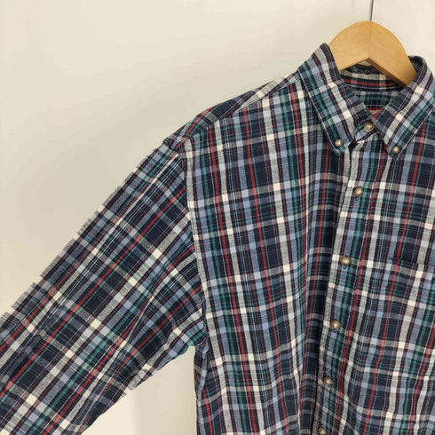 エディーバウアー Eddie Bauer 90S 白タグ マドラスチェック フラップポケット B.D L/S シャツ メンズ import:XS