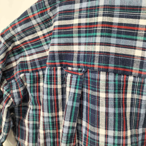 エディーバウアー Eddie Bauer 90S 白タグ マドラスチェック フラップポケット B.D L/S シャツ メンズ import:XS