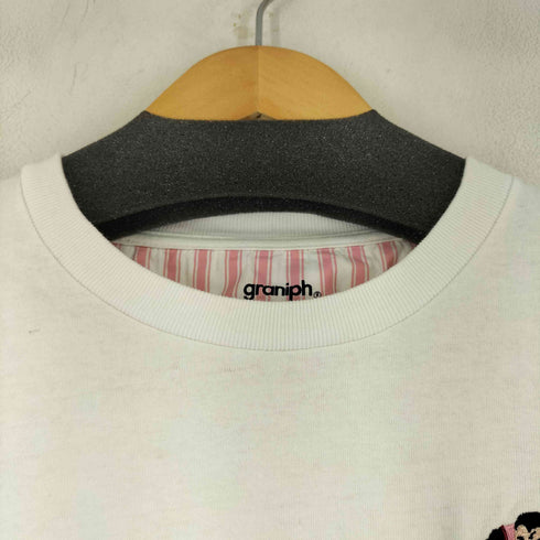 グラニフ graniph キャラクター刺繍 クルーネックTシャツ メンズ JPN:L