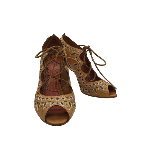 サントーニ santoni イタリア製 レースアップ ヒール サンダル レディース 37-1/2