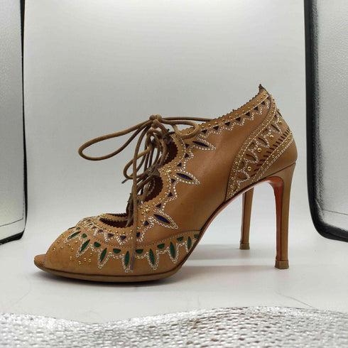 サントーニ santoni イタリア製 レースアップ ヒール サンダル レディース 37-1/2