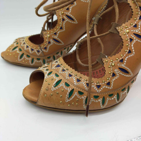 サントーニ santoni イタリア製 レースアップ ヒール サンダル レディース 37-1/2