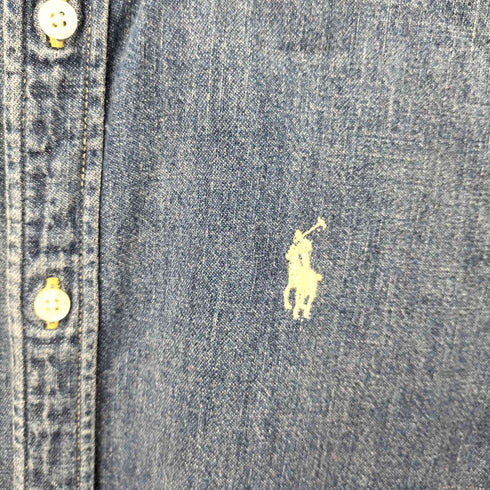 ラルフローレン RALPH LAUREN ポニー刺繍 BD デニムシャツ ワンピース レディース import:XS