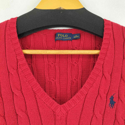ポロラルフローレン POLO RALPH LAUREN ポニ刺繍 Vネックケーブルニット レディース M