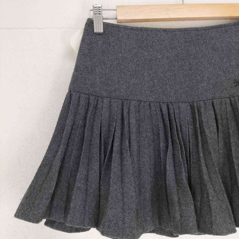 バーバリーブルーレーベル BURBERRY BLUE LABEL ロゴ刺繍ウールショートスカート レディース JPN:38