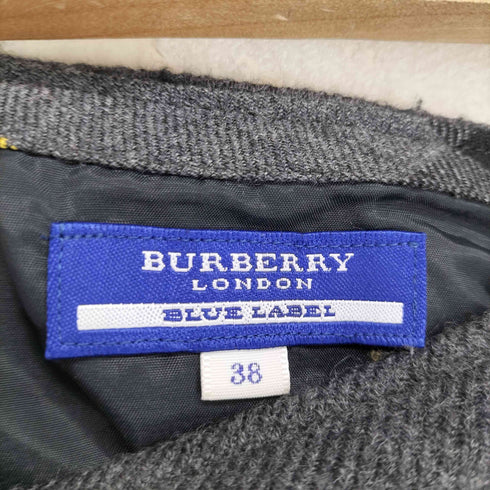 バーバリーブルーレーベル BURBERRY BLUE LABEL ロゴ刺繍ウールショートスカート レディース JPN:38