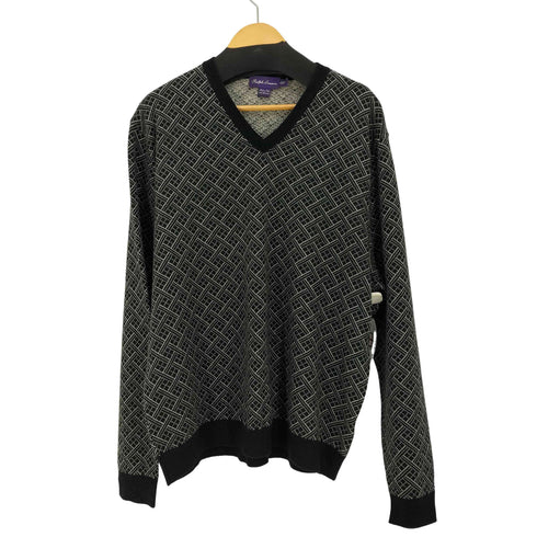 ラルフローレンパープルレーベル RALPH LAUREN PURPLE LABEL 菱形重ね模様 カシミア Vネック ニット メンズ import:XXL