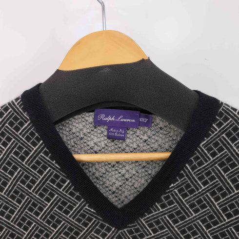 ラルフローレンパープルレーベル RALPH LAUREN PURPLE LABEL 菱形重ね模様 カシミア Vネック ニット メンズ import:XXL