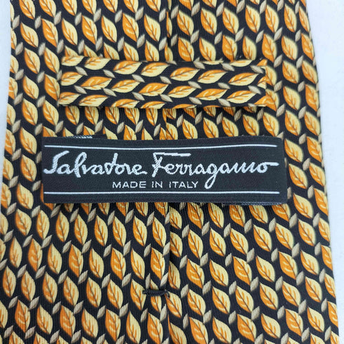 サルヴァトーレフェラガモ Salvatore Ferragamo リーフ柄 ネクタイ メンズ