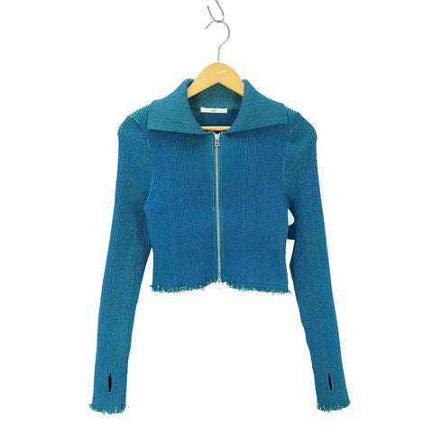 スライ SLY DAMAGING RIB ZIPPED カーディガン レディース FREE